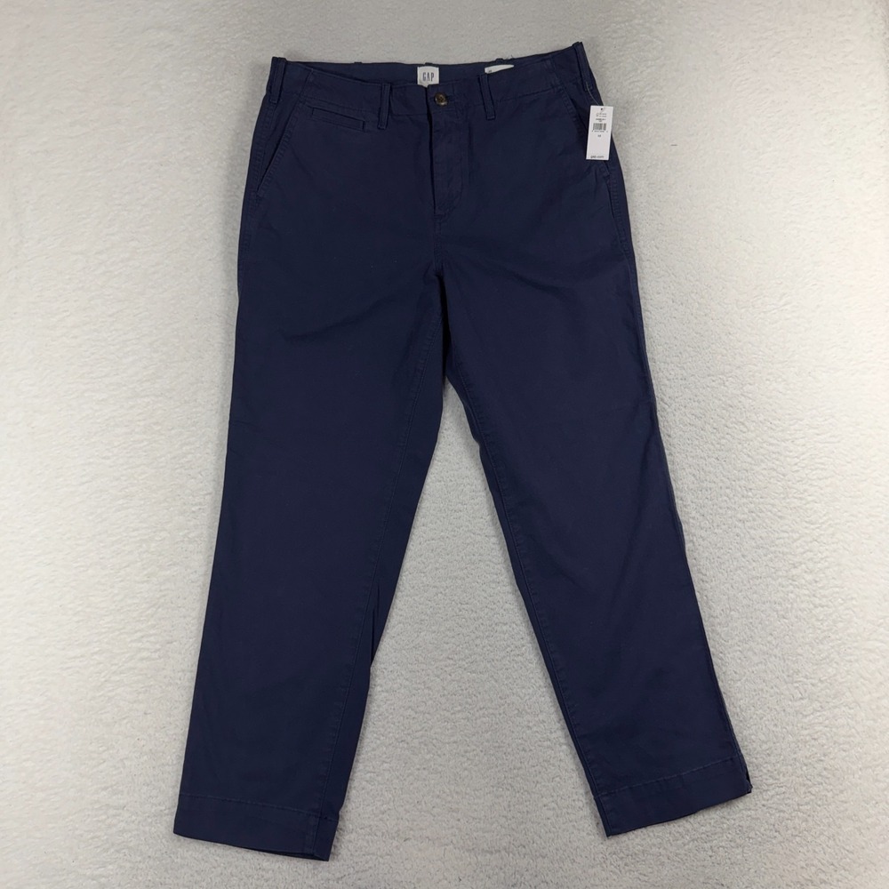 Gap Pants Womens 10 (32x26) Navy Blue Chino Essential Khaki Straight NWT NEW